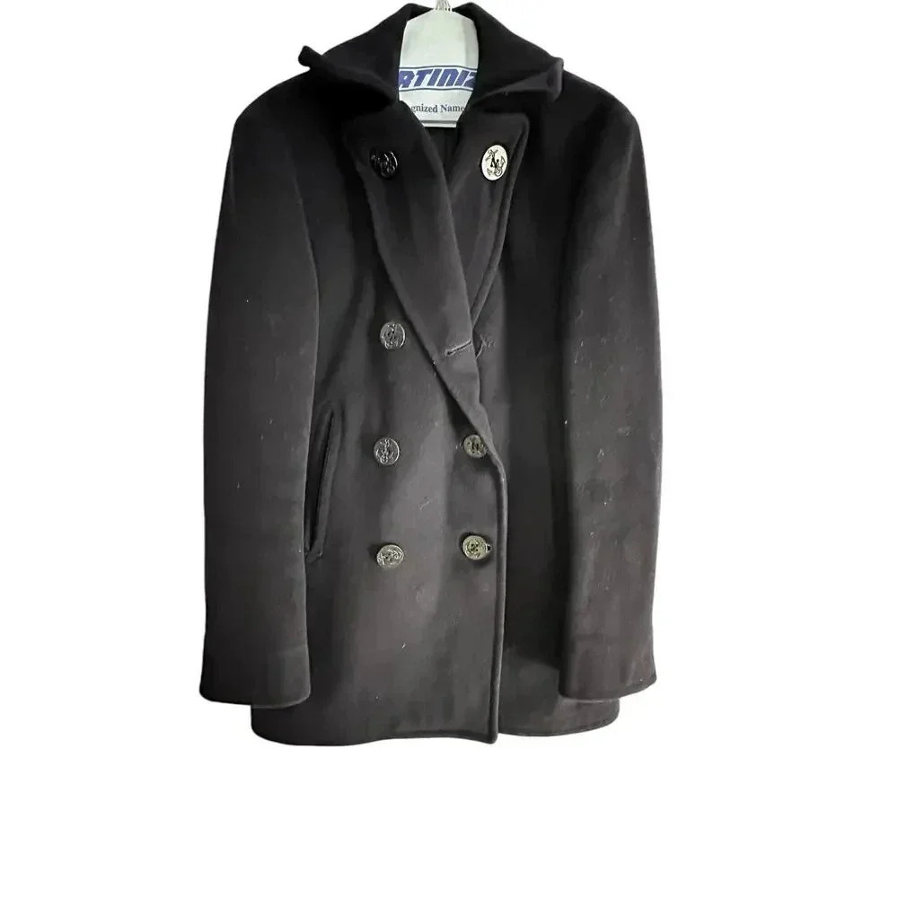 Naval Clothing Factory Blue Collared Heavy Peacoat Blazer Size 38